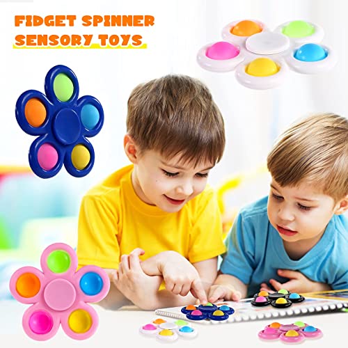 SCIONE 10 Pack Pop Fidget Spinners Push Bubble Pop Simple Fidget Toy para niños Adultos, Pop Party Favors Goodie Bag Stuffers Sensory Fidget Packs ADHD Ansiedad Alivio del estrés Reductor