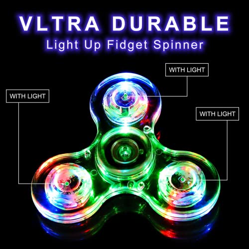 SCIONE Fidget Spinner Pack 5, Regalos Fiestas de Navidad Juguetes para niños-Pack de Fidget Cristal LED Juguete para Dedos Fidget Spinner de Mano-ADHD Juguete contra Ansiedad Reductor de Estrés