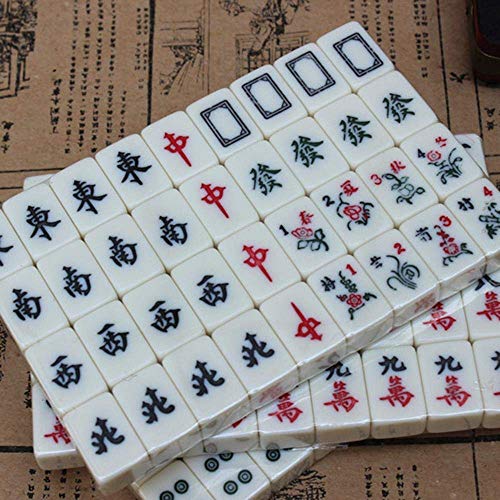 SEESEE.U Juego de Mahjong Chino numerado Mah-Jong 144 Azulejos Juego de Mah-Jong Juguete Chino portátil con Tablero Juego de Juego de Mesa, como se Muestra