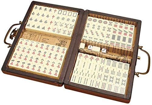 SEESEE.U Mah-Jong Chino numerado Mahjong Set 144 Azulejos Mah-Jong Set portátil Chino Toy Party Gambling Game Board con Caja, como se Muestra