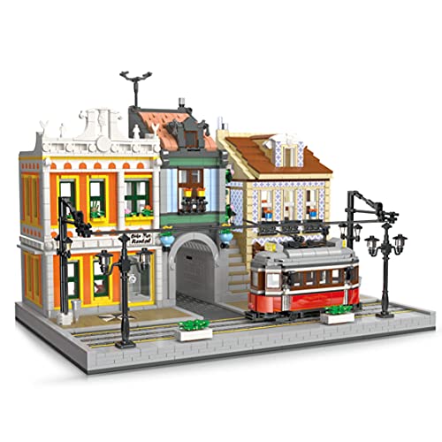 SENG Lisboa - Juego de construcción de casa modular europea, 3080 piezas, diseño creativo de vista de la calle, juguete de construcción, bloques de sujeción, casa compatible con Lego