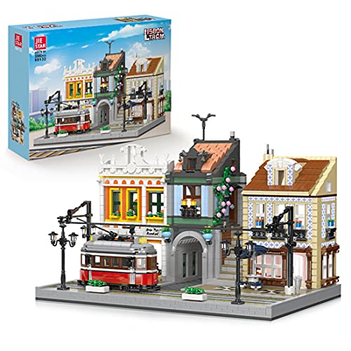 SENG Lisboa - Juego de construcción de casa modular europea, 3080 piezas, diseño creativo de vista de la calle, juguete de construcción, bloques de sujeción, casa compatible con Lego