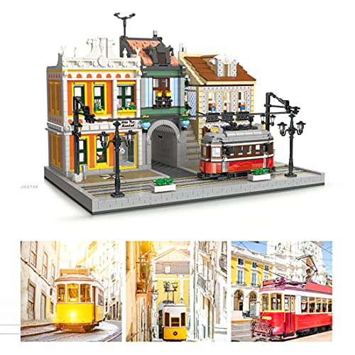 SENG Lisboa - Juego de construcción de casa modular europea, 3080 piezas, diseño creativo de vista de la calle, juguete de construcción, bloques de sujeción, casa compatible con Lego