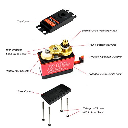 Servo Digital Alto par 20KG Completo Metal Engranaje Impermeable para RC Modelo DIY, ángulo de controlar 180 °