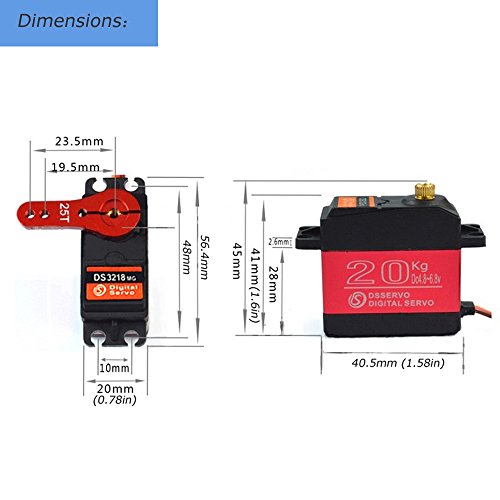 Servo Digital Alto par 20KG Completo Metal Engranaje Impermeable para RC Modelo DIY, ángulo de controlar 180 °