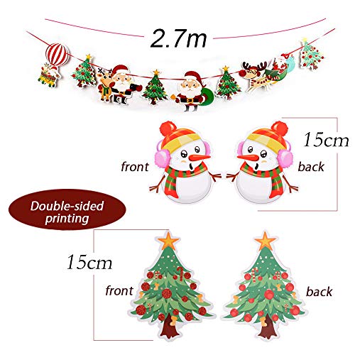 SERWOO 6pcs Guirnaldas Navidad Banderas Banderines Buntings Banner Colgantes Decorativas Decoración Feliz Navidad Merry Christmas Muñeco de Nieve Papá Noel Arbol de Navidad