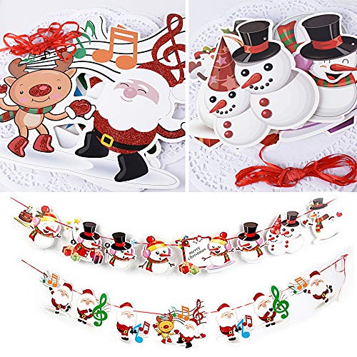 SERWOO 6pcs Guirnaldas Navidad Banderas Banderines Buntings Banner Colgantes Decorativas Decoración Feliz Navidad Merry Christmas Muñeco de Nieve Papá Noel Arbol de Navidad