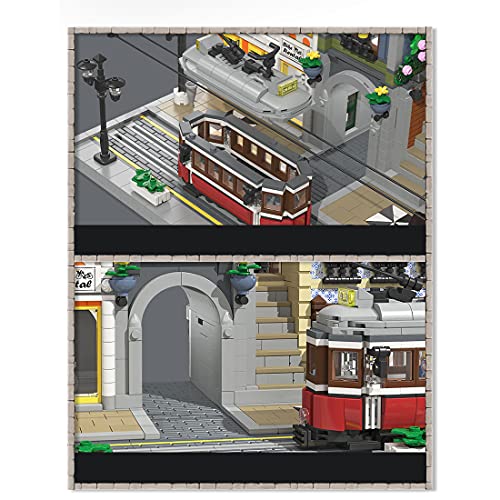 SESAY Juego de construcción de bloques de construcción para casa, 3080 piezas de Lisboa, arquitectura modular modelo con tren y compatible con Lego