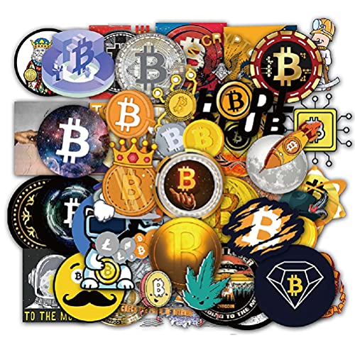 SetProducts  Top Pegatinas! Juego de 49 Pegatinas de Bitcoins Vinilos - No Vulgares - Cool, bit Coin, Criptomoneda - Personalización Portátil, Scrapbooking