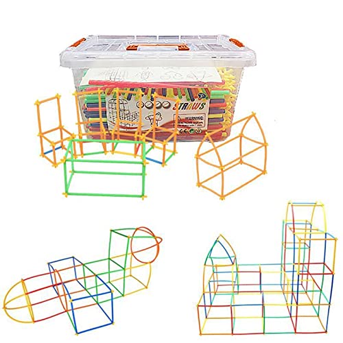 Sharplace Paja Constructor de Juguetes de construcción 500 Pcs Straws y Conectores Juegos Habilidades de Motor de Enclavamiento de plástico de ingeniería