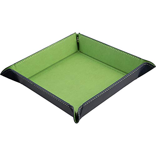 shibby - cubilete de Dados Plegable, Base de Dados de Cuero Artificial en Verde - 22 x 22cm