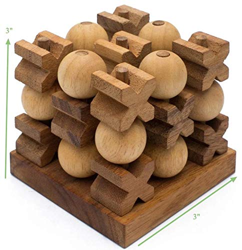 SiamMandalay Mini 3D Tic TAC Toe: Noughts & Crosses AKA XOXO Juego de Mesa Tradicional para Familia con Caja de Regalo SM (fotografiada)