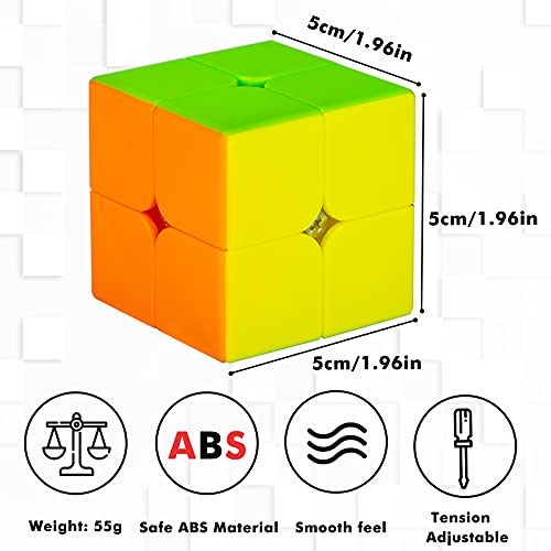 SISYS 2x2x2 Speed Cube, 2x2 Rompecabezas Cubo Mágico Liso Magic Puzzle Cube 2 by 2 sin Pegatina Juguete Educativo para Niños y Adultos