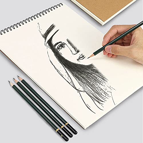 SIYI-XIU Bloc de Dibujo A4 Cuadernos de Bocetos Espiral 30 Hojas 160 GSM Cuadernos de Papel Kraft en Blanco para Dibujo Artístico,Notas de Aula,Diario de Viaje,Marrón