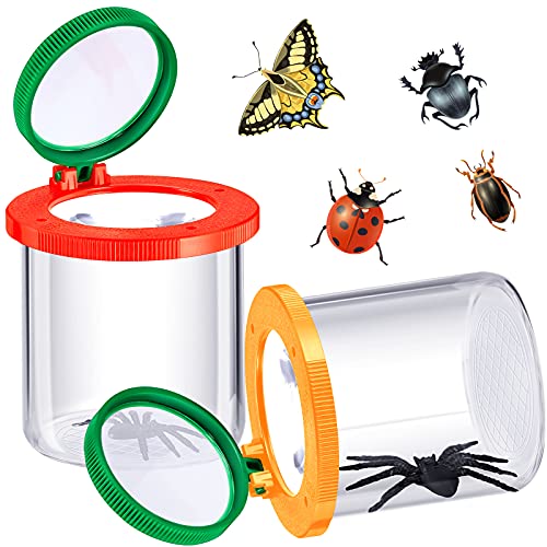 Skylety 2 Caja de Insectos de Aumento Visor de Insectos de Bicho Contenedor de Lupa de Insecto Tarro Jaula de Insecto Cojijo para Niños Herramienta Exploración Naturaleza Ciencia (Estilo Elegante)