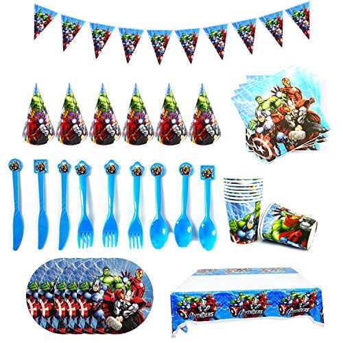 smileh Avengers Cumpleaños Decoracion Reutilizable Fiesta Cumpleaños Decoracion Feliz Cumpleaños Decoraciones Suministros Regalos Carnaval Avengers Vajilla