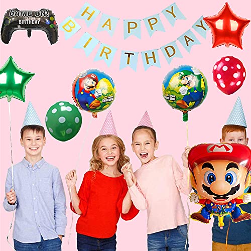 smileh Decoracion Cumpleaños Super Mario Globos Mario Aluminio Globos Pancarta de Feliz Cumpleaños Fiestas Cumpleaños Juegos Decoraciones
