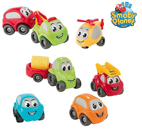 Smoby Vroom Planet Coffret 7 Collector 120220 - Coches de carretas, pequeños, para bebé, a Partir de 12 Meses de Edad