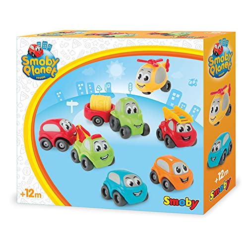 Smoby Vroom Planet Coffret 7 Collector 120220 - Coches de carretas, pequeños, para bebé, a Partir de 12 Meses de Edad