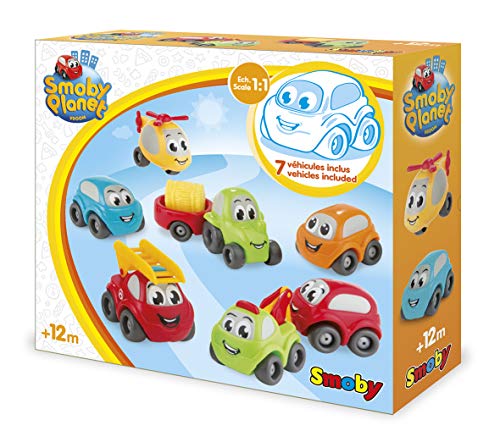 Smoby Vroom Planet Coffret 7 Collector 120220 - Coches de carretas, pequeños, para bebé, a Partir de 12 Meses de Edad