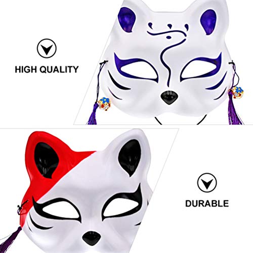 SOIMISS Kitsune Fox Masks Half Face: Cosplay Máscaras Cat Disfraz de Animal Cat