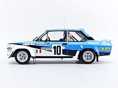 Solido Fiat 131 Abarth #10 421187300 - Coche en Miniatura, Rally Monte Carlo 1980, Conductor: W. Röhrl, Modelo de Coche, Escala 1:18, Color Blanco/Azul