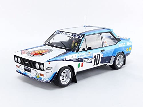 Solido Fiat 131 Abarth #10 421187300 - Coche en Miniatura, Rally Monte Carlo 1980, Conductor: W. Röhrl, Modelo de Coche, Escala 1:18, Color Blanco/Azul