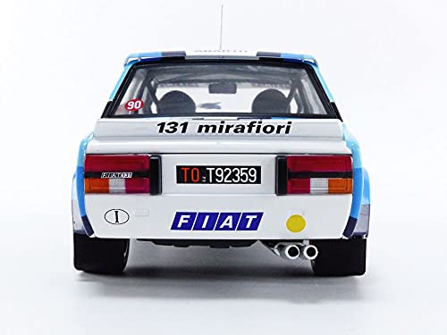 Solido Fiat 131 Abarth #10 421187300 - Coche en Miniatura, Rally Monte Carlo 1980, Conductor: W. Röhrl, Modelo de Coche, Escala 1:18, Color Blanco/Azul