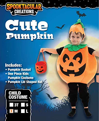 Spooktacular Creations Child Pumpkin Costume with a Pumpkin Basket and a Hat for Halloween Dress Up Party (Toddler( 3- 4yrs ))