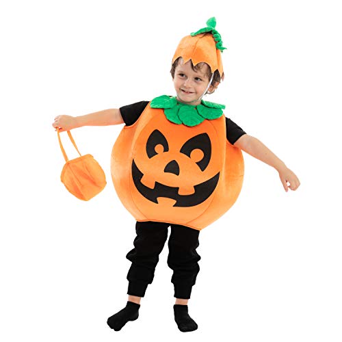 Spooktacular Creations Child Pumpkin Costume with a Pumpkin Basket and a Hat for Halloween Dress Up Party (Toddler( 3- 4yrs ))