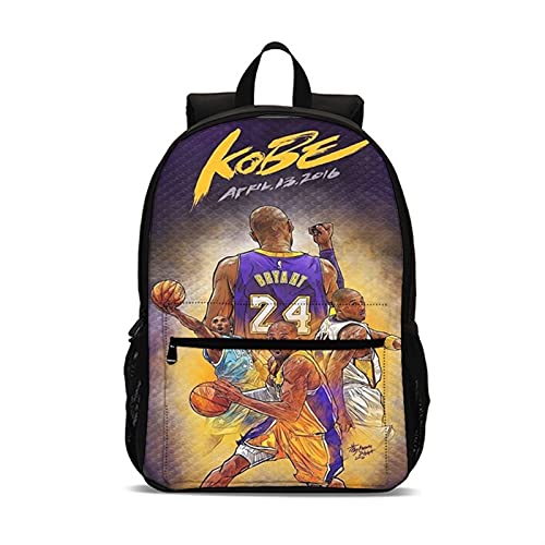 SryWj Bolso Escolar para Niños 3D, Mochila De Patrón De Anime De Kobe-Lakers, Adecuado para Estudiantes De Primaria Y Secundaria, Mochila De Dibujos Animados De Gran Capacidad Unisex