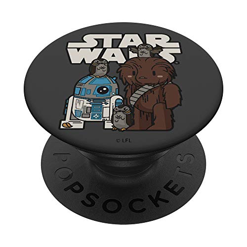 Star Wars Last Jedi R2-D2 Porgs Chewie Cutie Cartoon PopSockets PopGrip: Agarre intercambiable para Teléfonos y Tabletas