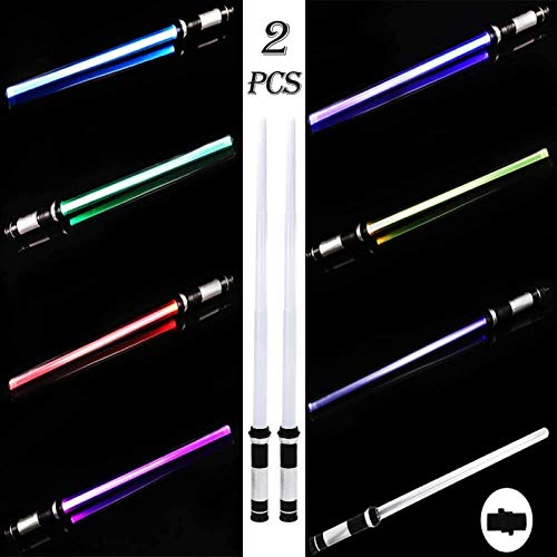 Star Wars Lightsaber 2 piezas Toy Lightsaber Espada plegable Sable de doble cara Multi Colorr con efectos de sonido Juguetes Light Saber para niños niñas niños