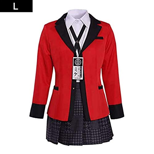 starte Jabami Yumeko Kakegurui Cosplay Traje kakegurui Uniforme De Disfraz De Anime para Mujeres Adultas Escuela JK Uniforme Falda Plisada Roja