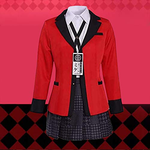 starte Jabami Yumeko Kakegurui Cosplay Traje kakegurui Uniforme De Disfraz De Anime para Mujeres Adultas Escuela JK Uniforme Falda Plisada Roja