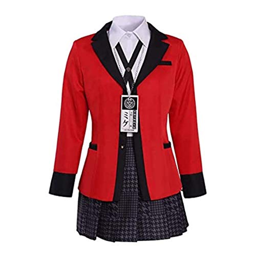 starte Jabami Yumeko Kakegurui Cosplay Traje kakegurui Uniforme De Disfraz De Anime para Mujeres Adultas Escuela JK Uniforme Falda Plisada Roja