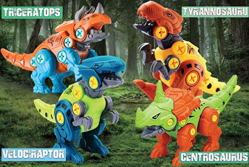 STAY GENT Dinosaurio Juguetes para Niños con Taladro Eléctrico, 4 Packs DIY Dinosaurio Educativo Stem Juguetes, Dinosaurio Juguetes para 3-7 Años El Viejo Chicos y Chicas