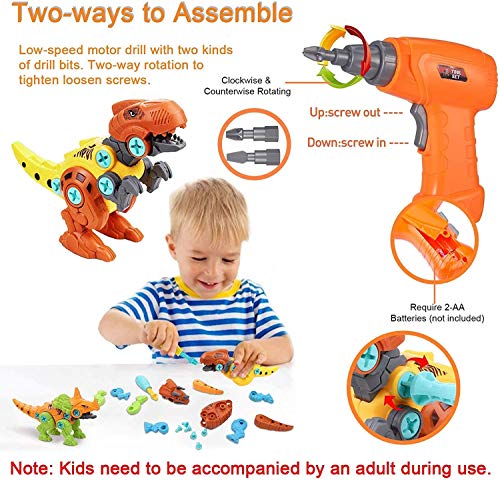 STAY GENT Dinosaurio Juguetes para Niños con Taladro Eléctrico, 4 Packs DIY Dinosaurio Educativo Stem Juguetes, Dinosaurio Juguetes para 3-7 Años El Viejo Chicos y Chicas