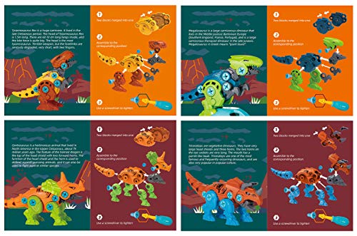 STAY GENT Dinosaurio Juguetes para Niños con Taladro Eléctrico, 4 Packs DIY Dinosaurio Educativo Stem Juguetes, Dinosaurio Juguetes para 3-7 Años El Viejo Chicos y Chicas