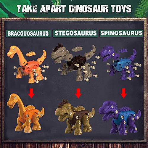 STAY GENT Dinosaurios Juguetes con Taladro Eléctrico para Niños 3 Packs DIY Dinosaurio Educativo Juguete con Juego Construccion Puzzle Stem Regalo para Chicos Chicas Niñas 3 4 5 6 7 Años