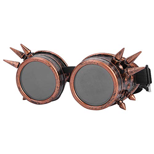 Steampunk Goggles, Retro Spiked Goggles Estilo Retro para Fiesta De Cosplay Montar Al Aire Libre(Cobre Rojo)