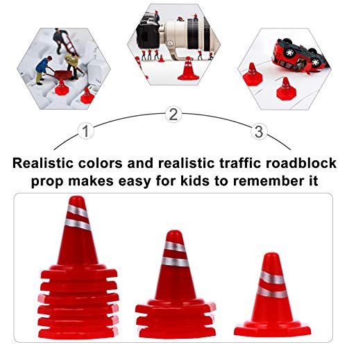 STOBOK 10 Unids Mini Plástico Conos de Carretera Señales de Tráfico Señales de Tráfico Juego de Juguetes Señal de Tráfico Barreras de Tráfico Juguete de Educación Temprana para Niños