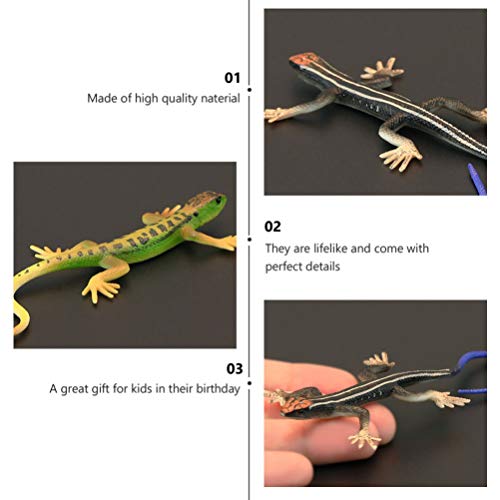 STOBOK - Juego de 2 figuras de lagartos de reptiles artificiales de plástico, juguete para niños y adultos