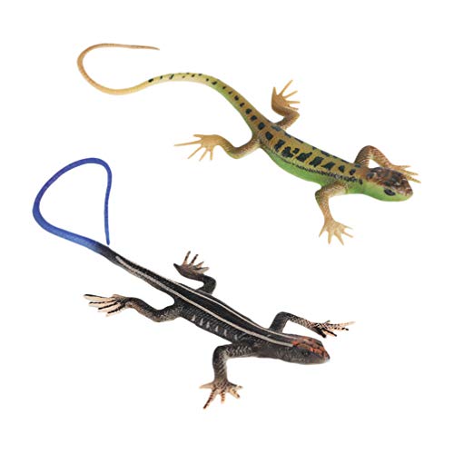 STOBOK - Juego de 2 figuras de lagartos de reptiles artificiales de plástico, juguete para niños y adultos