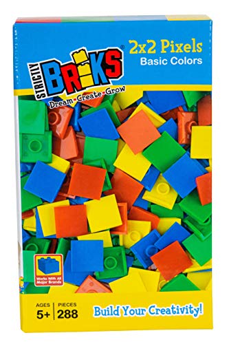 Strictly Briks - Classic Bricks - Set de píxeles de 2 x 2 - 100 % Compatible con Todas Las Grandes Marcas de Ladrillos - Juegos creativos manuales - Azul, Verde, Rojo y Amarillo - 288 Piezas