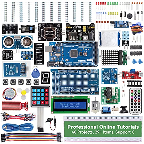 SunFounder Mega2560 R3 Project el kit de inicio más completo compatible con Arduino Mega 2560 R3 Mega328 Nano, tarjeta Mega2560 y 40 tutoriales incluidos