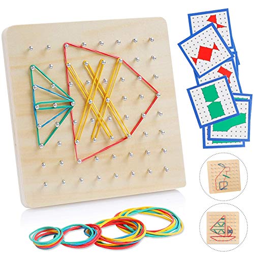 Sunshine smile Montessori Juguete Geometria,Juguetes Geometria Madera,Tablero Montessori,Montessori Juguetes Educativos Madera Rompecabezas De Formas,Geoboard