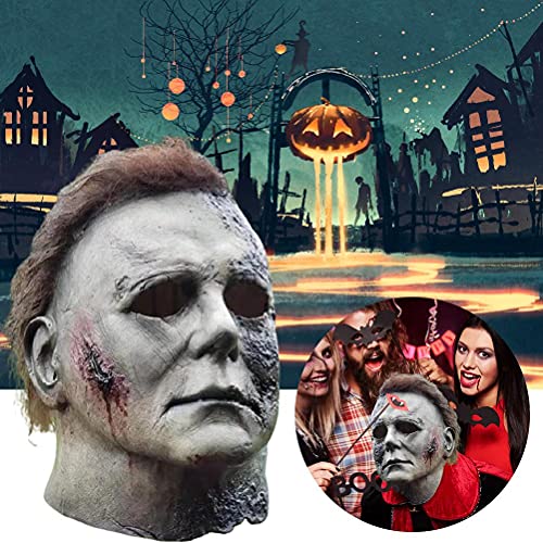 SUPYINI Michael Myers Máscara,Película de Terror de Halloween Cosplay Látex Adulto Cara de Casco Completo Fiesta de Halloween Scary Prop