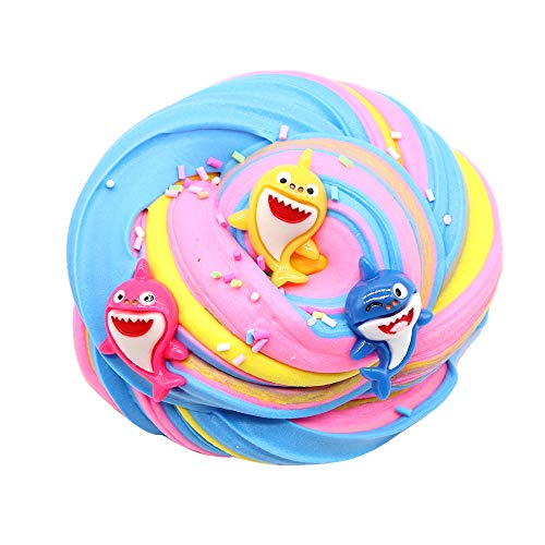 SWZY Fluffy Shark Slime - 3 Colores Jumbo Floam Cloud Colorful Rainbow Slime Relief Toy para niños y Adultos, 7 oz