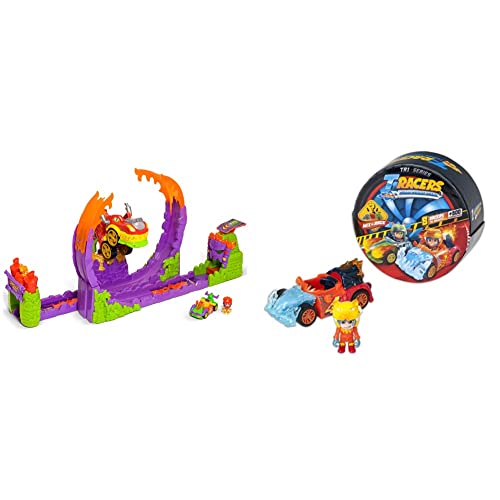 T-RACERS Dragon Loop – Looping con dragón, 1 piloto y 1 Coche Exclusivo + Serie 1 – Coche y piloto Sorpresa Coleccionable. Coche Desmontable por Partes y con Piezas Intercambiables